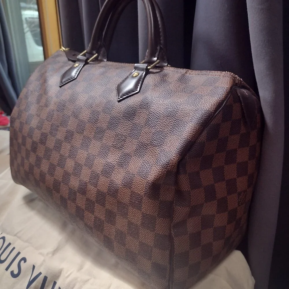 💯% Authentic Louis Vuitton Damier Ebene Speedy 35 🌹 - Picture 4 of 15